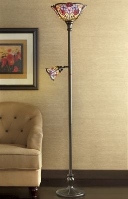 Stained Glass Dual Floral Shade Floor Lamp