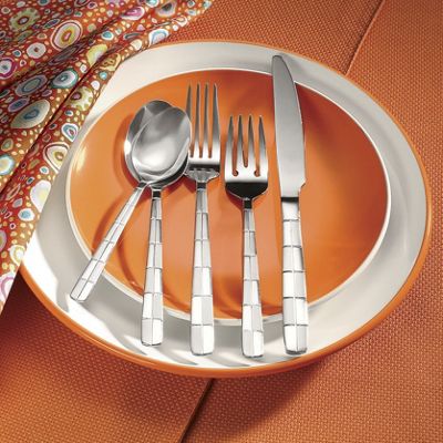 20 piece Checkerboard Frost Flatware Set