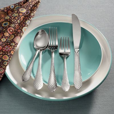 20 piece Hammered Mirror Flatware Set