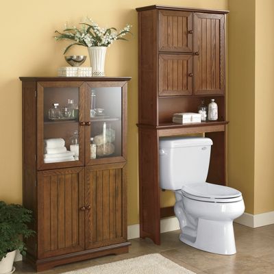Oak finish Towel Cabinet And Space Saver