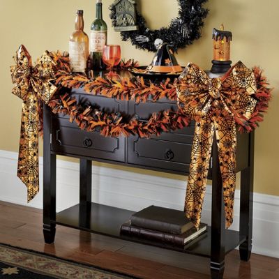 Halloween Garland And Spiderweb Bows