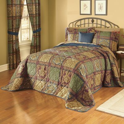 3 pc Bedspread Set Valance Panel Pair Pillow