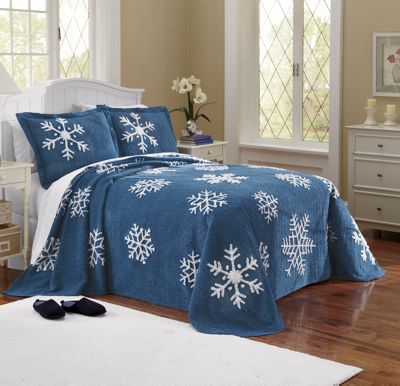 Evening Snow Chenille Bedspread And Sham
