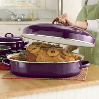 Ginnys Brand 12 qt Oval Roaster With Domed Lid and Rack