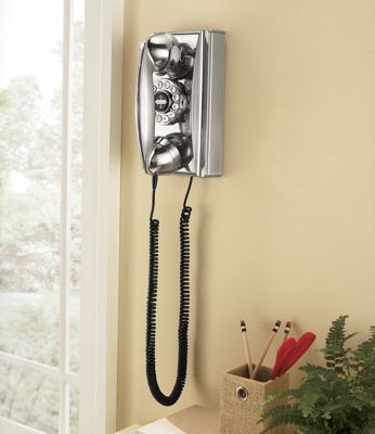 Crosley Wall Phone   Brushed Chrome