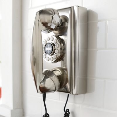 Crosley Wall Phone   Brushed Chrome