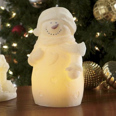 Flameless Glitter Snowman Candle