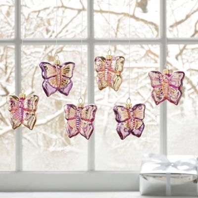 Set Of 6 Butterfly Ornaments