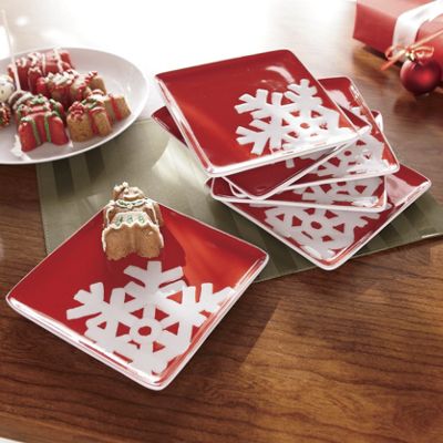 Set Of 6 Snowflake Plates