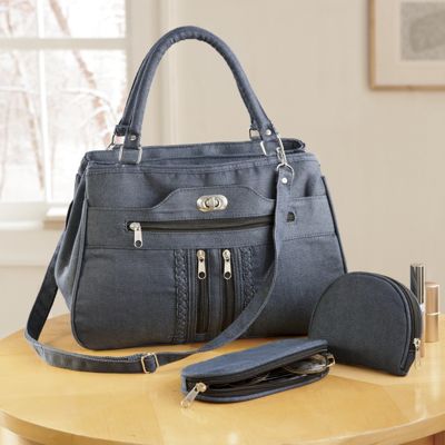 3 pc Denim Bag Set