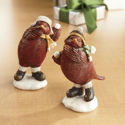 Set Of 2 Snowball Fighting Cardinals