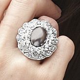 Faux Pearl And Crystal Ball Ring