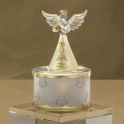 Lit Musical Glass Angel