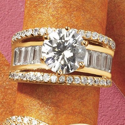 Round Center Baguette Ring