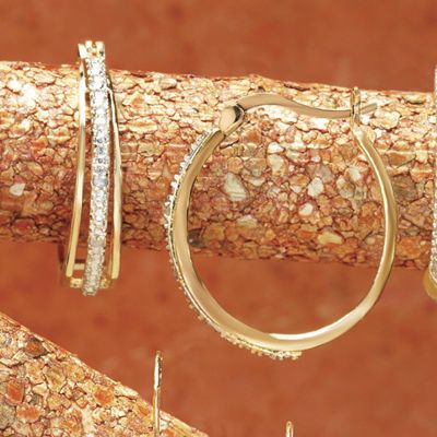 Diamond 3 row Hoops