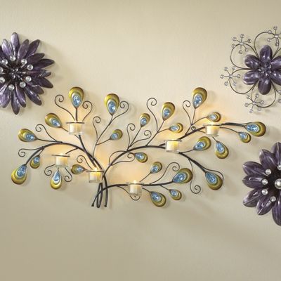 peacock wall candleholder
