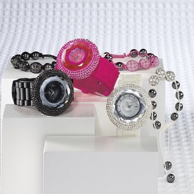 rhinestone accent watch with bracelet set