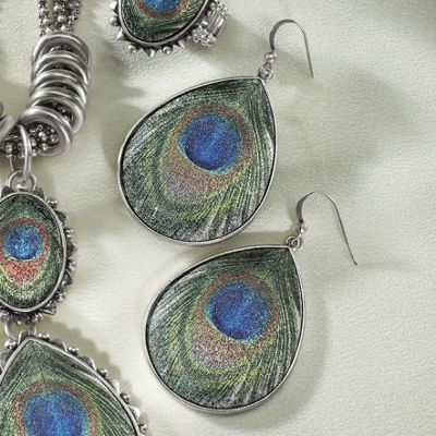 peacock feather earrings