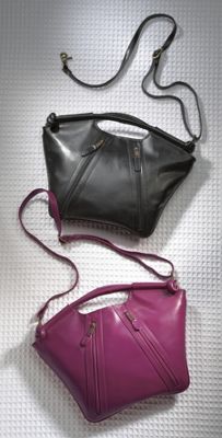 leather double zip pocket tote