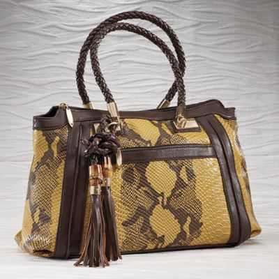 snake skin bamboo accent bag