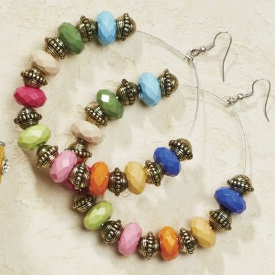multicolor bead hoops