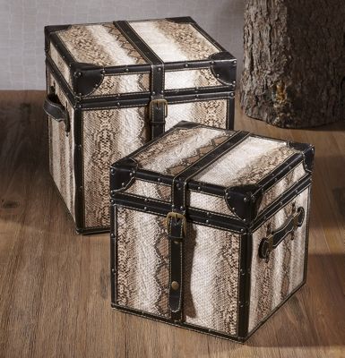 set of two snakeskin boxes
