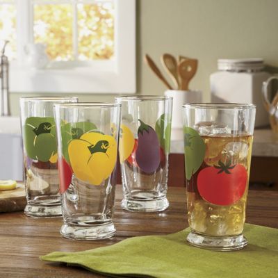 4 piece Mixed Veggie Glass Set