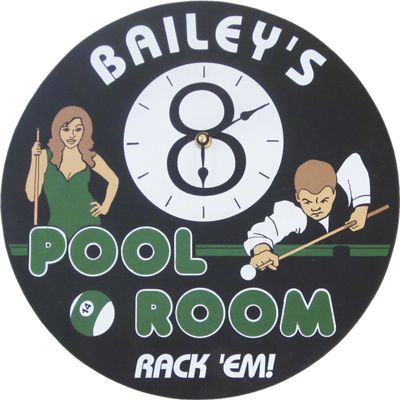 Personalized Pool Room Clock Sign