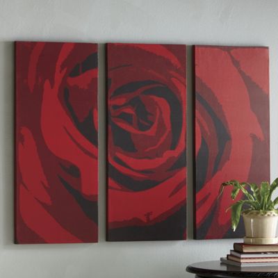 3 pedazo rojo rosa arte Set