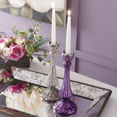 Set Of 2 Metallic Candlesticks