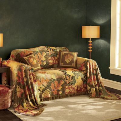 Fall Leaf Collage Furniture Throw