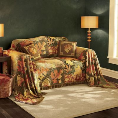 Fall Leaf Collage Furniture Throw And Pillow