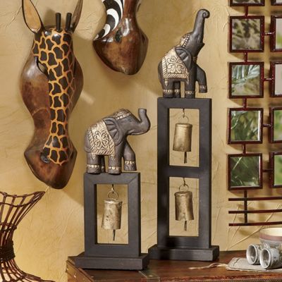 Set Of 2 Proud Elephant Figurines