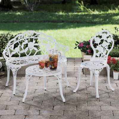 Victorian Cast Iron Loveseat Chair and Table