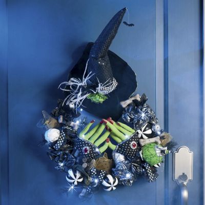 Lighted Sequined Witch Wreath