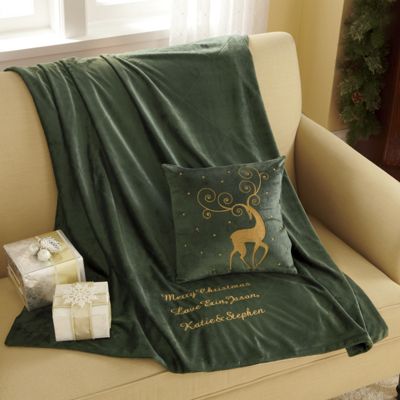 Personalized Reindeer Pillow And Throw