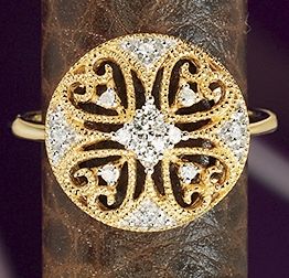10k Gold Diamond Round filigree Ring