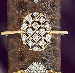 10k Gold Diamond Oval quilt Ring