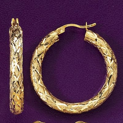 Diamond Cut Round Hoops