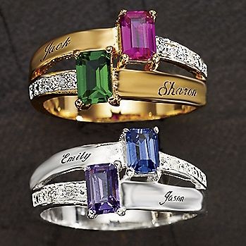 Couples Birthstone name Ring With Diamond Accents