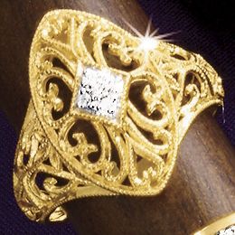 Diamond Marquise Filigree Ring