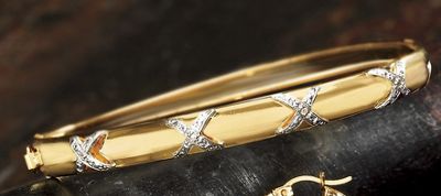 Two tone Flex Bangle With Diamond Accent