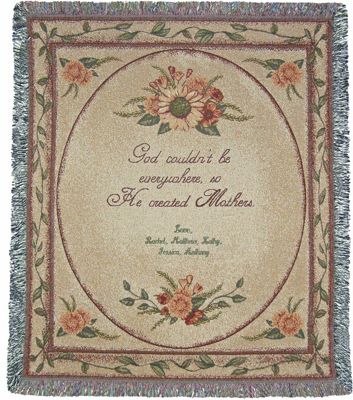 Personalized Mother Grandmother Sunflower Tapestry Throw