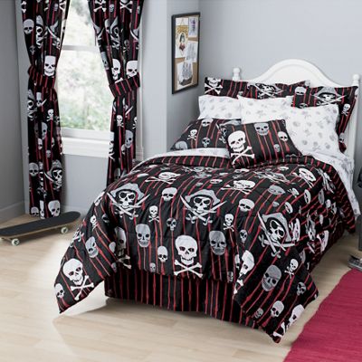 Skulls and Crossbones Complete Bed Set  Window Treatments