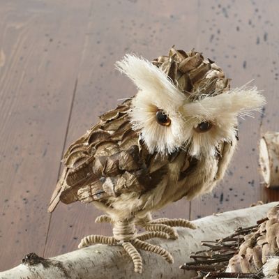 8 inch Owl With Foxtail Grass Feathers
