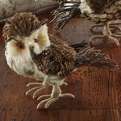 8 inch Owl With Pinecone Wings