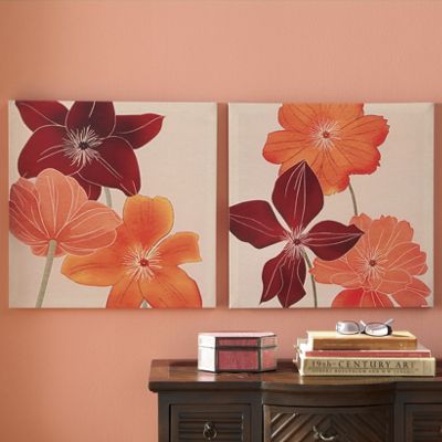 set of 2 floral canvas wall art