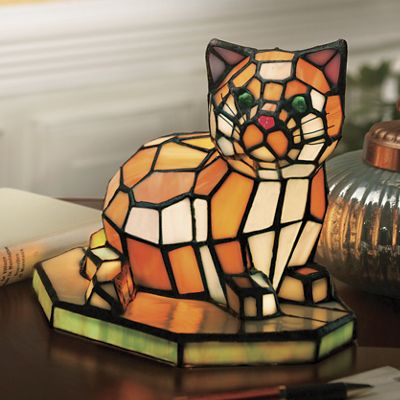stained glass cat lamp