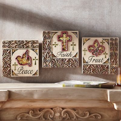 set of 3 inspiration wall plaques