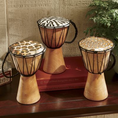 3 piezas decorativas tambor djembe